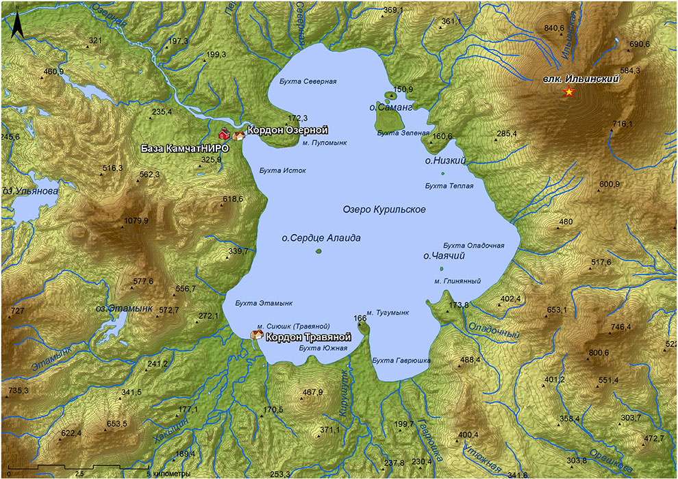 Kurilskoye Lake map